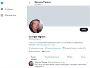 Page Twitter du compte de Georges Vigreux