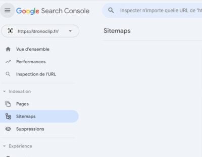 copie d'écran de la Search Console pour trouver le sitemap