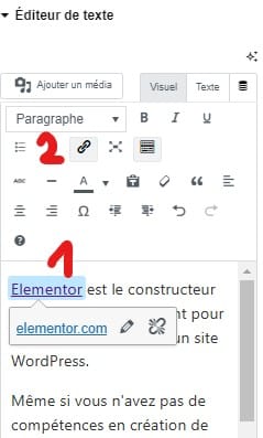 Comment ajouter un lien dans Elementor