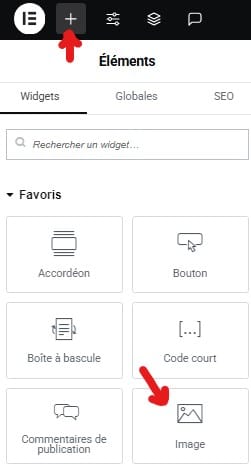 Elément pour Ajouter une image avec Elementor